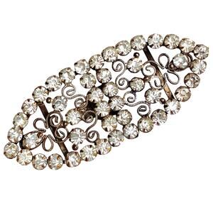 Vintage Art Deco 1930s Duette Dress Clips Clear Rhinestone Filigree Brooch Set